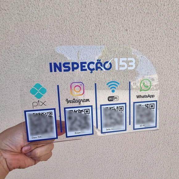 Placa 4 Qr Codes Acrilico Cristal Transparente Impressão Uv