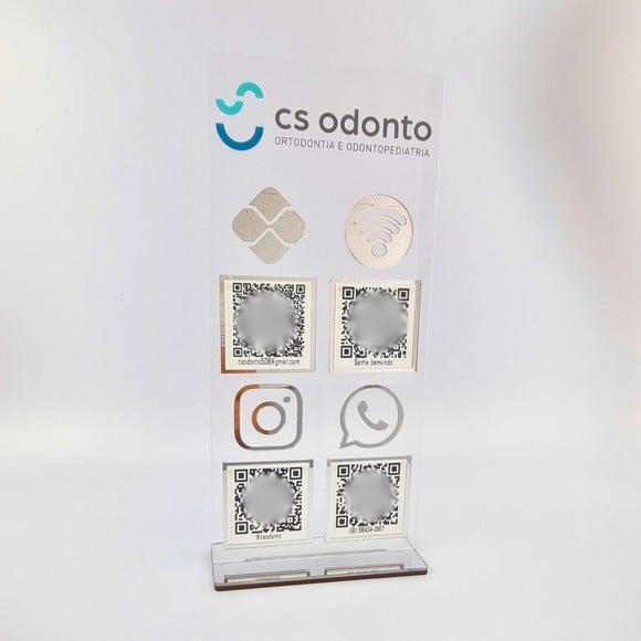 Placa 4 Qr Codes Acrílico Espelhado Pix Instagram Wifi Logo