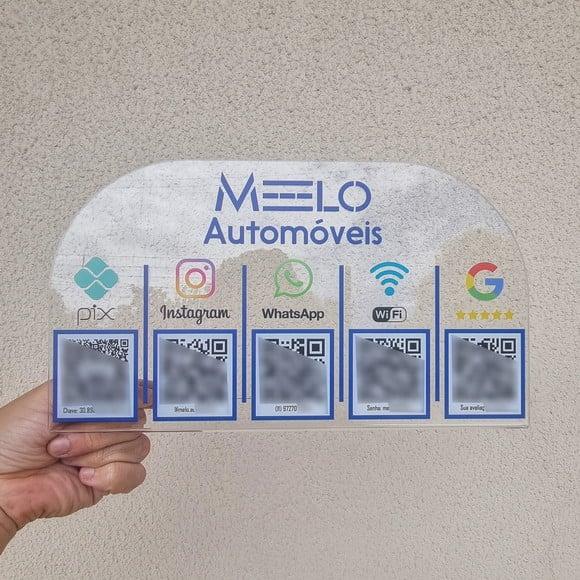 Placa 5 Qr Codes Acrilico Cristal Transparente Impressão Uv