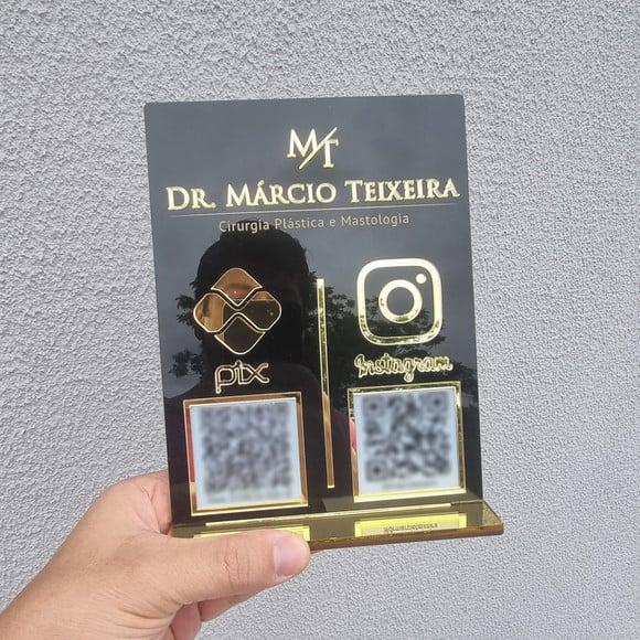 Placa Pix Instagram Wifi Logo Qr Code Acrilico Espelhado