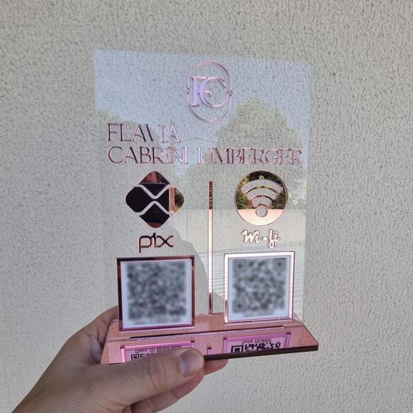 Placa Pix Instagram Wifi Logo Qr Code Acrilico Espelhado