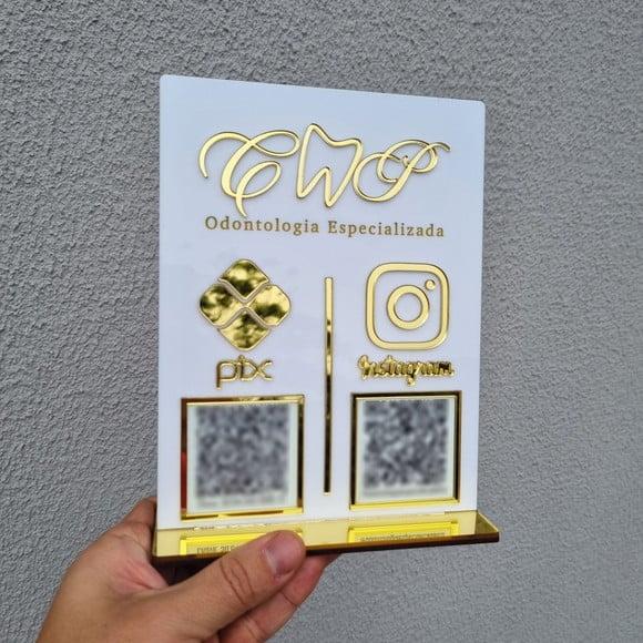 Placa Pix Instagram Wifi Logo Qr Code Acrilico Espelhado