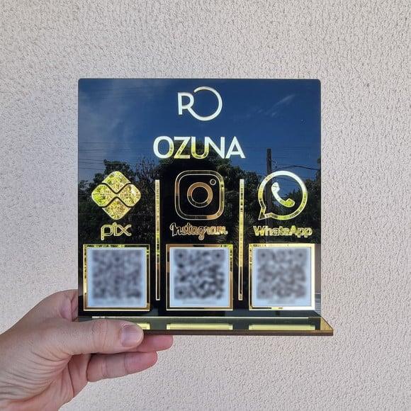 Placa Pix Instagram Wifi Logo Qr Code Acrilico Espelhado