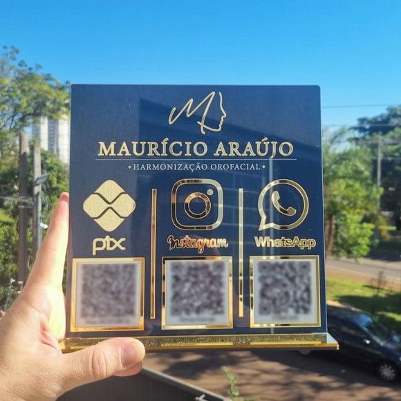 Placa Pix Instagram Wifi Logo Qr Code Acrilico Espelhado
