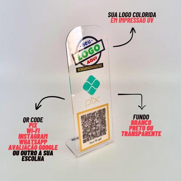 Placa Qr Code Acrilico Cristal Transparente Impressão Uv