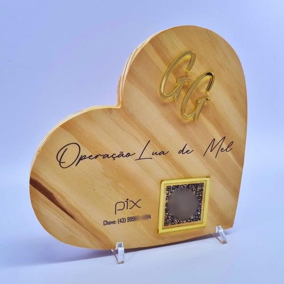 Placa Pix Operação Lua de Mel Rustica Acrílico Espelhado