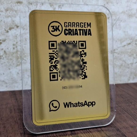 Placa Qr Code Aço Escovado Luxo Pix Instagram Wifi Logo