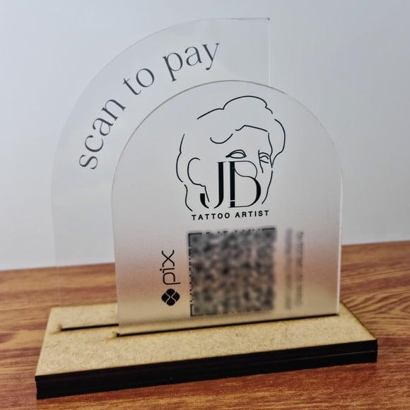 Placa Qr Code Acrilico Duplo Pix Instagram Wifi Logo