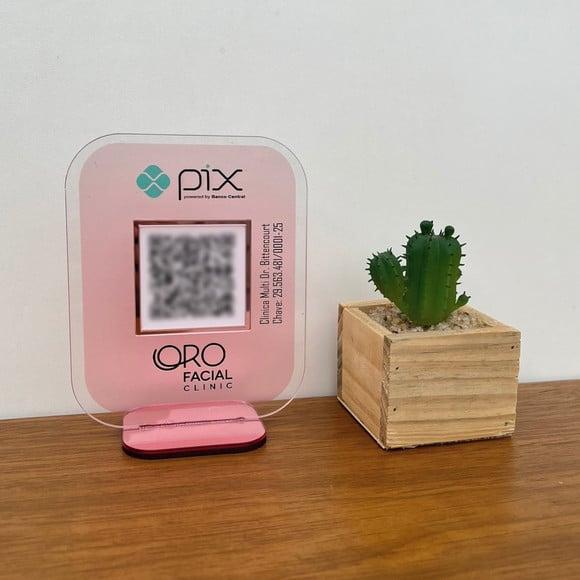 Placa Qr Code Acrílico Espelhado Pix Instagram Wifi Logo