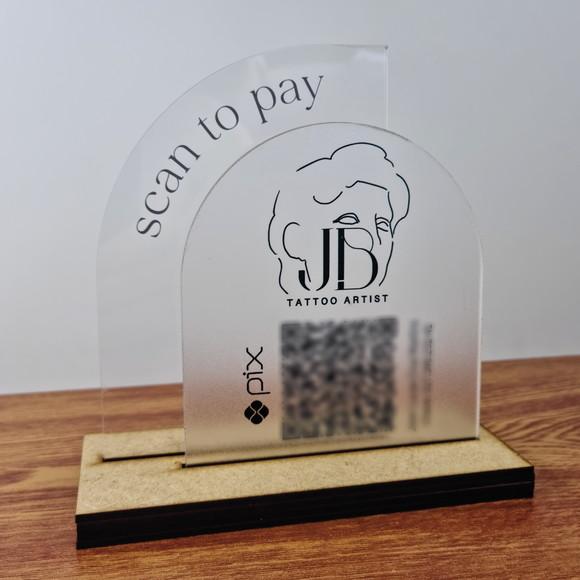 Placa Qr Code Acrilico Duplo Pix Instagram Wifi Logo