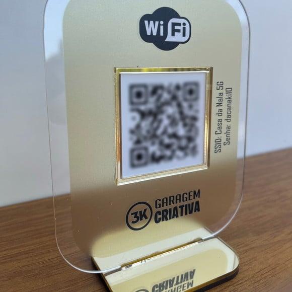 Placa Qr Code Acrílico Espelhado Pix Instagram Wifi Logo