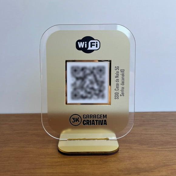 Placa Qr Code Acrílico Espelhado Pix Instagram Wifi Logo