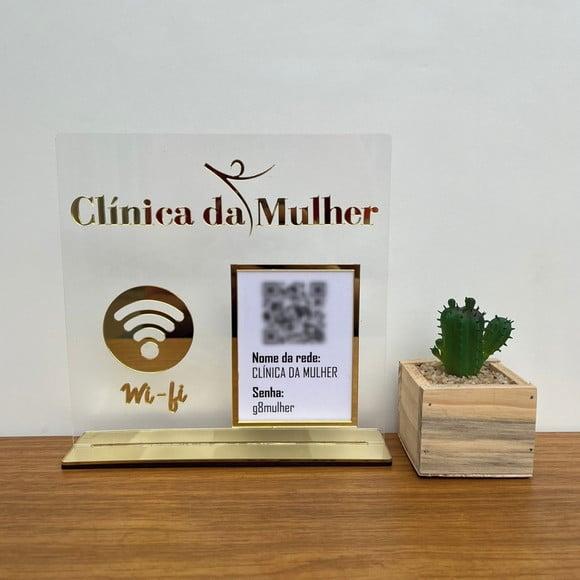 Placa Qr Code Acrílico Espelhado Pix Instagram Wifi Logo