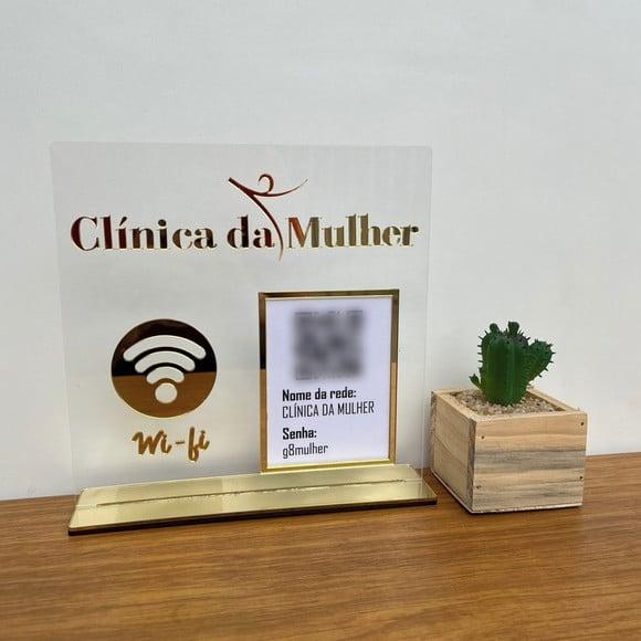 Placa Qr Code Acrílico Espelhado Pix Instagram Wifi Logo
