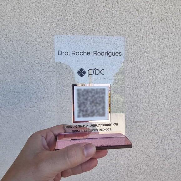 Placa Personalizada Logo e 1 Qr Code com Acrílico Espelhado