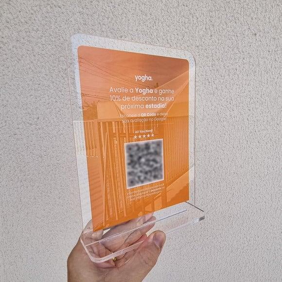Placa Acrilico Qr Code Avaliação do Google com Logo