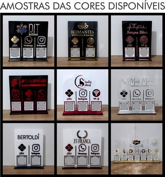 Mini Placa Pix Instagram Wifi Qr Code Acrilico Espelhado