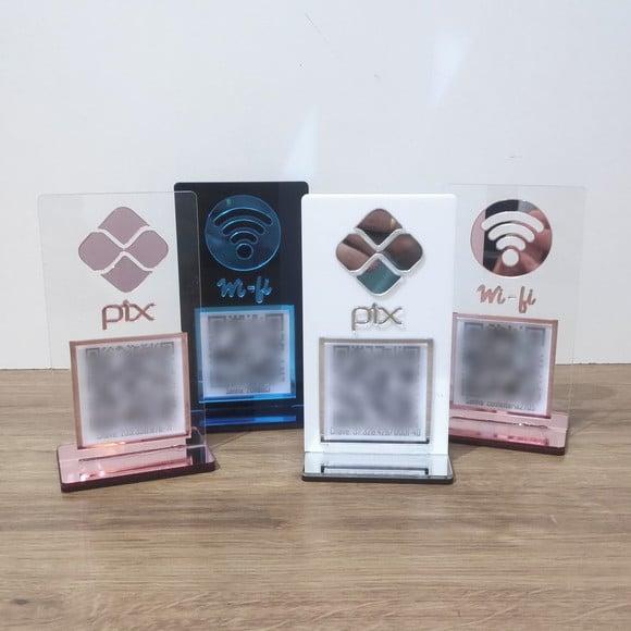 Mini Placa Pix Instagram Wifi Qr Code Acrilico Espelhado
