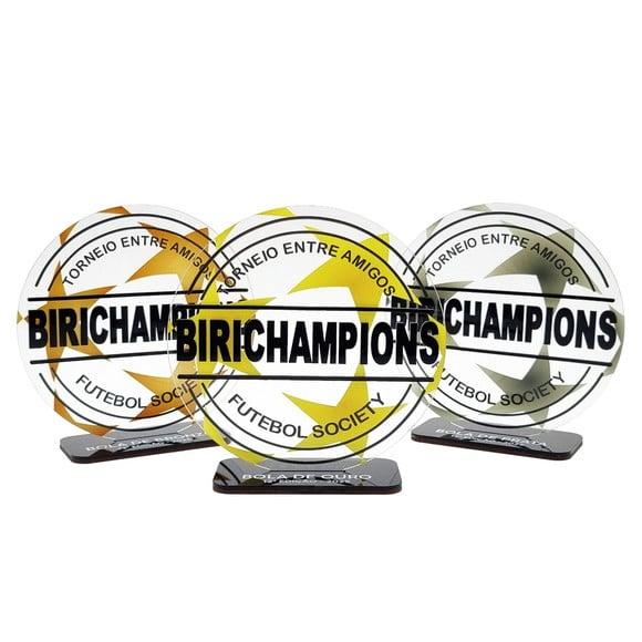 Trofeu Acrilico Bola de Ouro Dupla Camada Personalizado 15cm