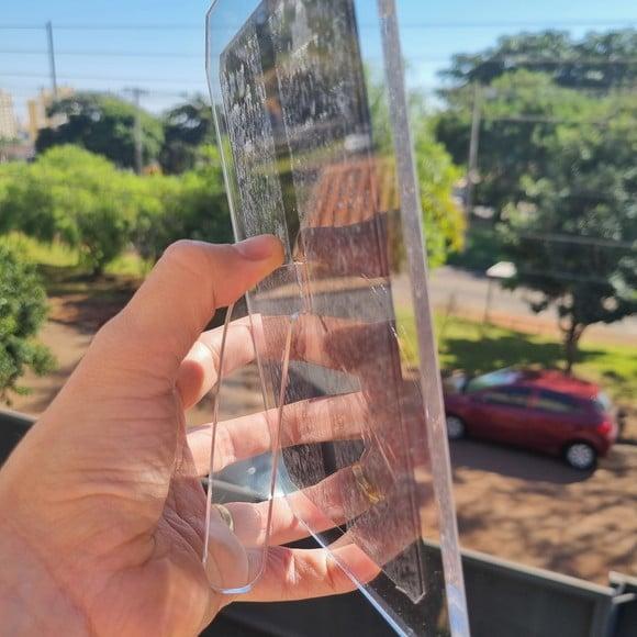 Placa de Mesa com Aplique Escovado Personalizada com Logo