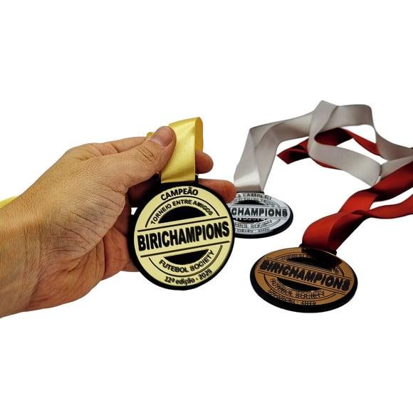 Medalha em Acrilico Espelhado Dupla Camada 76x73mm Premium
