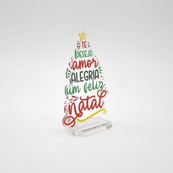 Lembrancinha Arvore Natal Acrílico 12cm Frases e Desejos