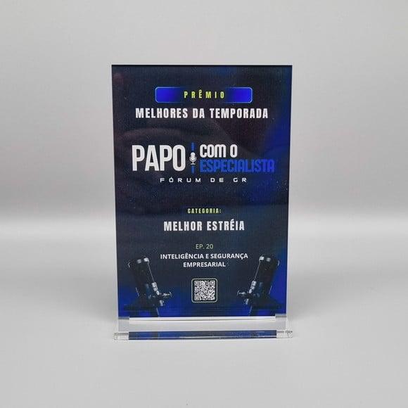 Placa Homenagem Premio Acrilico Impressão Uv Color 10x15cm