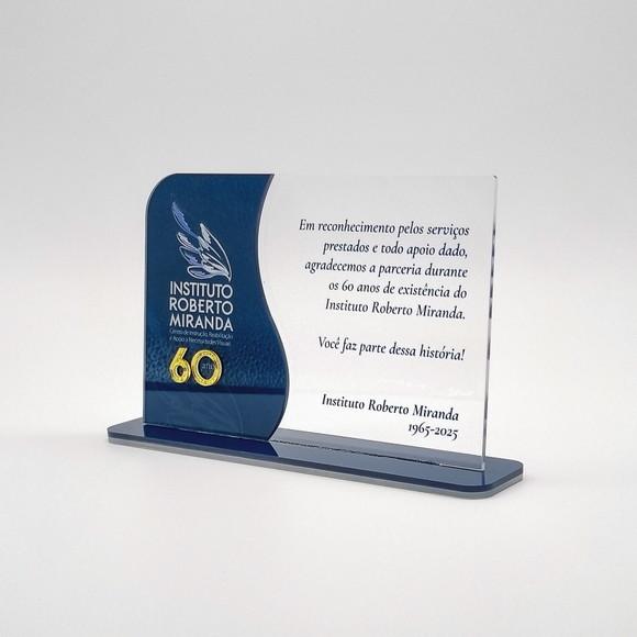 Placa Homenagem Acrilico Triplo Relevo Personalizada