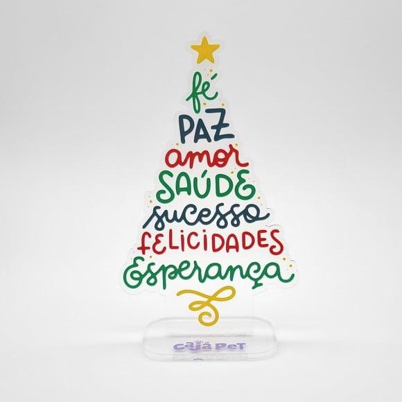 Lembrancinha Arvore Natal Acrílico 12cm Frases e Desejos