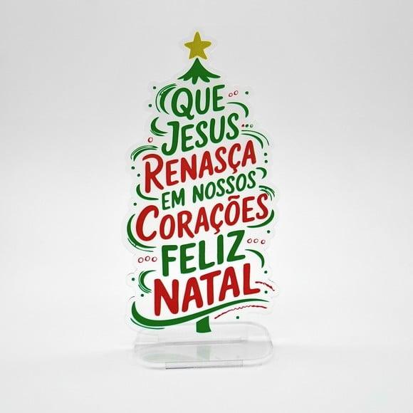 Lembrancinha Arvore Natal Acrílico 12cm Frases e Desejos