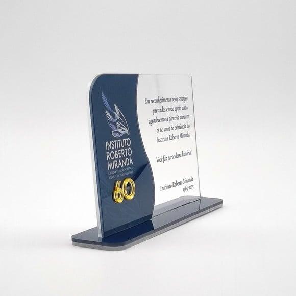Placa Homenagem Acrilico Triplo Relevo Personalizada