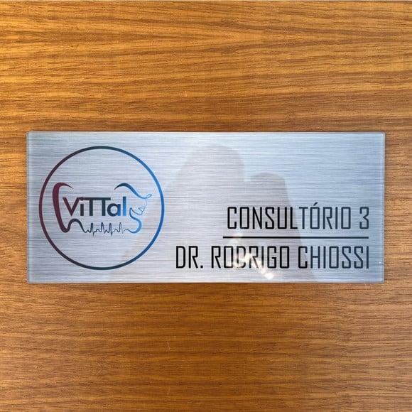 Placa Acrílico Identificação Porta Logo Impressão Uv 30x12cm
