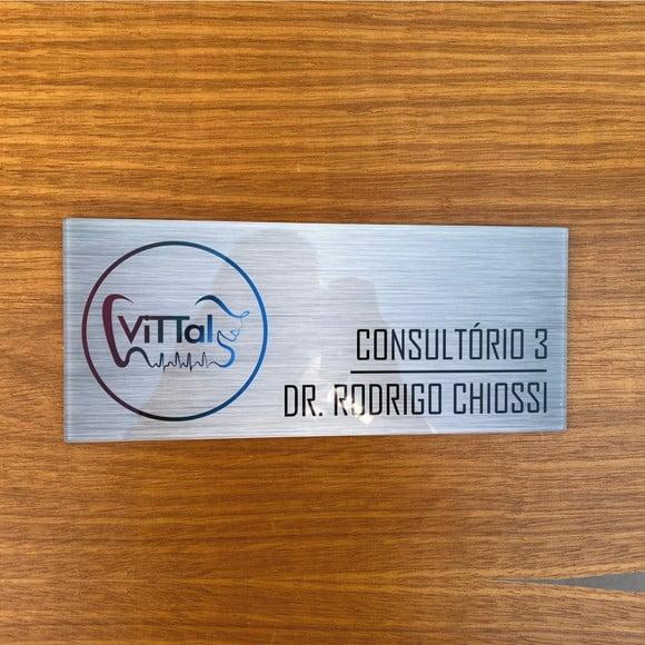Placa Acrílico Identificação Porta Logo Impressão Uv 30x12cm