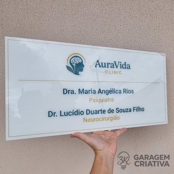 Placa Acrílico Identificação Porta Logo Impressão Uv 60x30cm