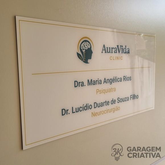 Placa Acrílico Identificação Porta Logo Impressão Uv 60x30cm