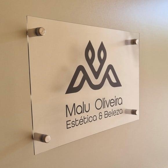 Placa Acrílico Porta Logo Impressão Uv com Espaçador 30x20cm