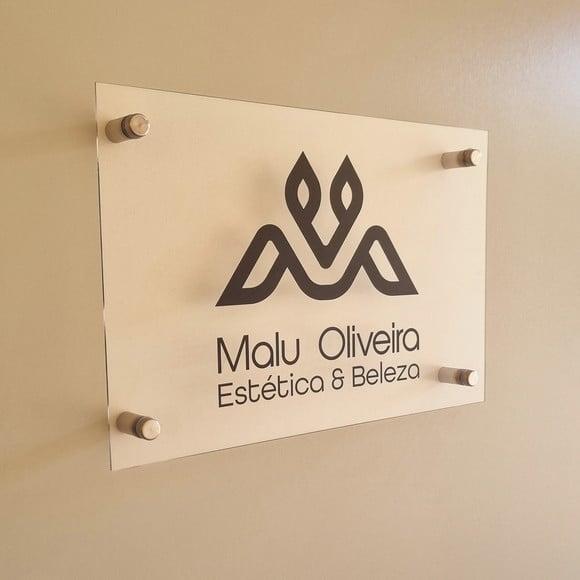 Placa Acrílico Porta Logo Impressão Uv com Espaçador 30x20cm