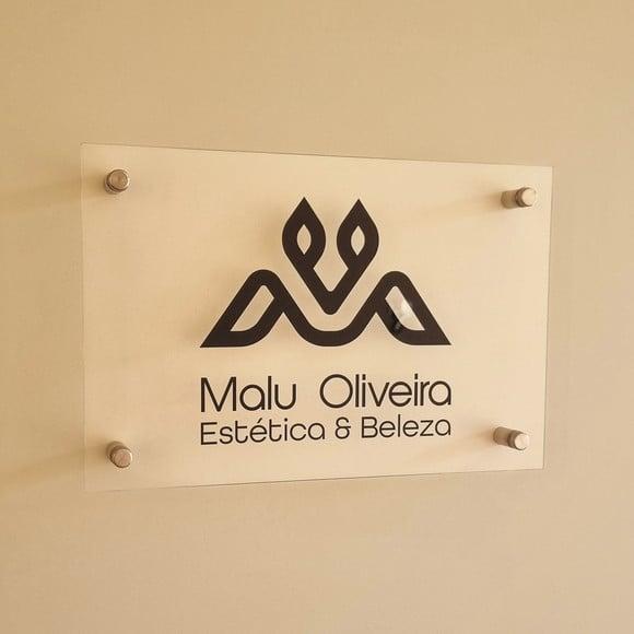Placa Acrílico Porta Logo Impressão Uv com Espaçador 30x20cm