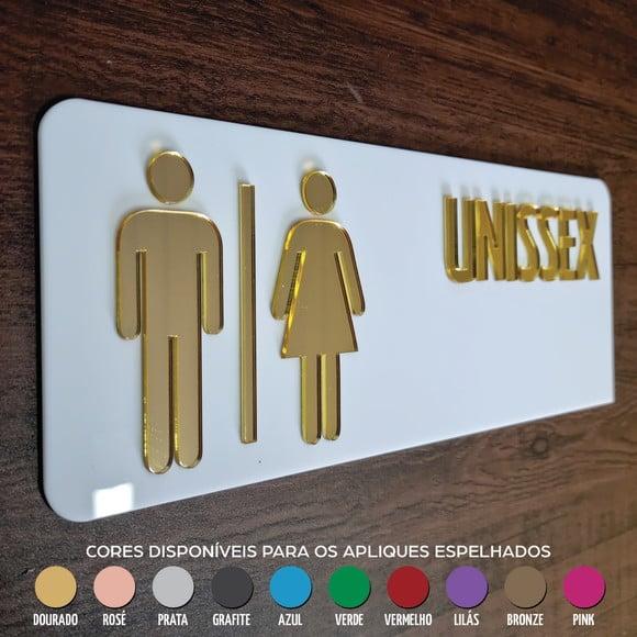 Placa Banheiro Personalizada Acrílico Espelhado 25x10cm