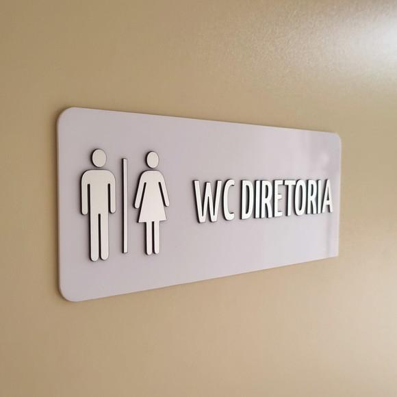 Placa Banheiro Personalizada Aplique Escovado 25x10cm