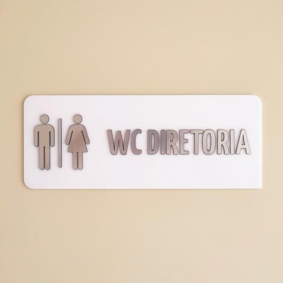 Placa Banheiro Personalizada Aplique Escovado 25x10cm