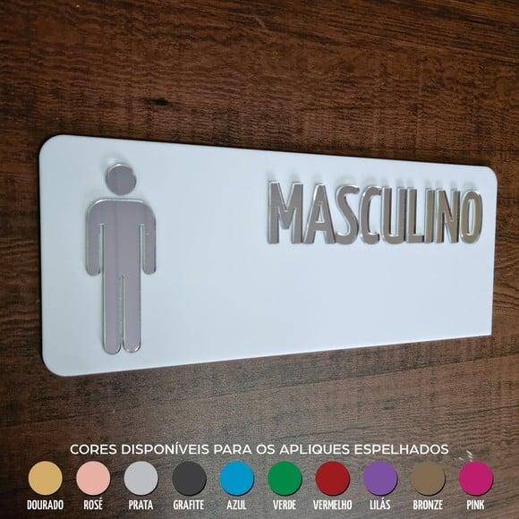 Placa Banheiro Personalizada Acrílico Espelhado 25x10cm