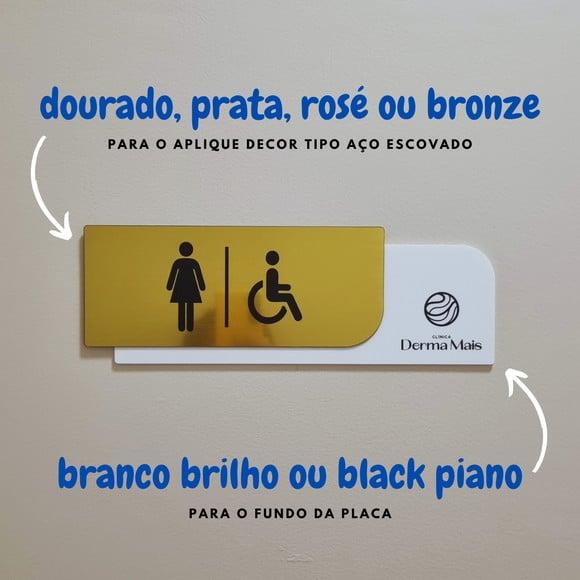 Placa com Logo Identificação Sala Banheiro Escovado 30x10cm