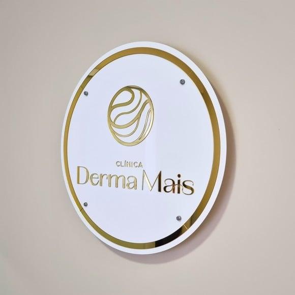 Painel Redondo Led com Logo Acrílico Espelhado Iluminado