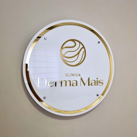 Painel Redondo Led com Logo Acrílico Espelhado Iluminado
