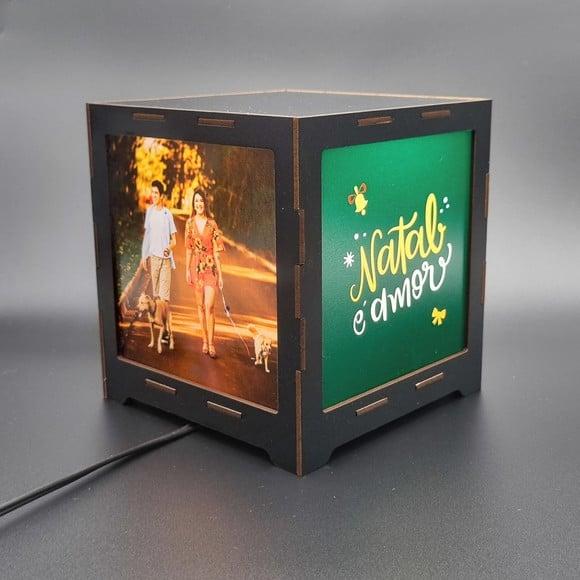 Luminária Criativa Photobox Natal Personalizada com 4 Fotos