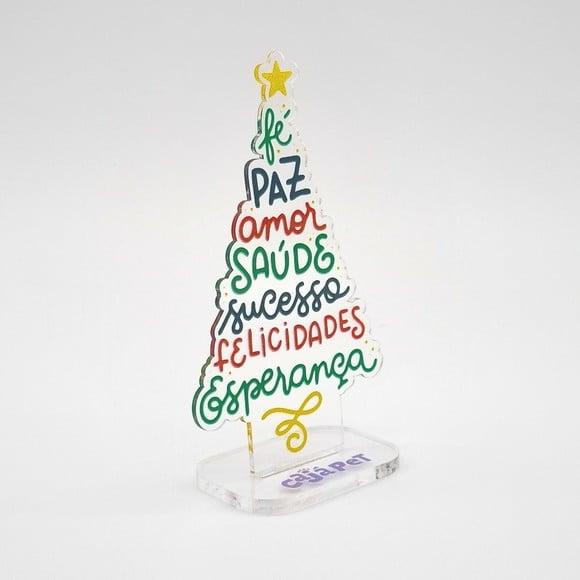 Arvore de Natal Acrílico 20cm Frases e Desejos