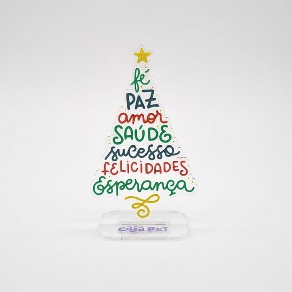 Arvore de Natal Acrílico 20cm Frases e Desejos