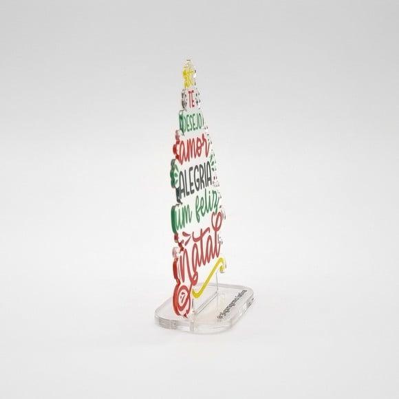 Arvore de Natal Acrílico 20cm Frases e Desejos Unidade