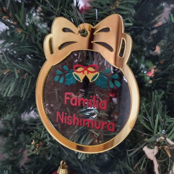 Enfeite Bola Natal Personalizada em Acrílico Nome 10cm